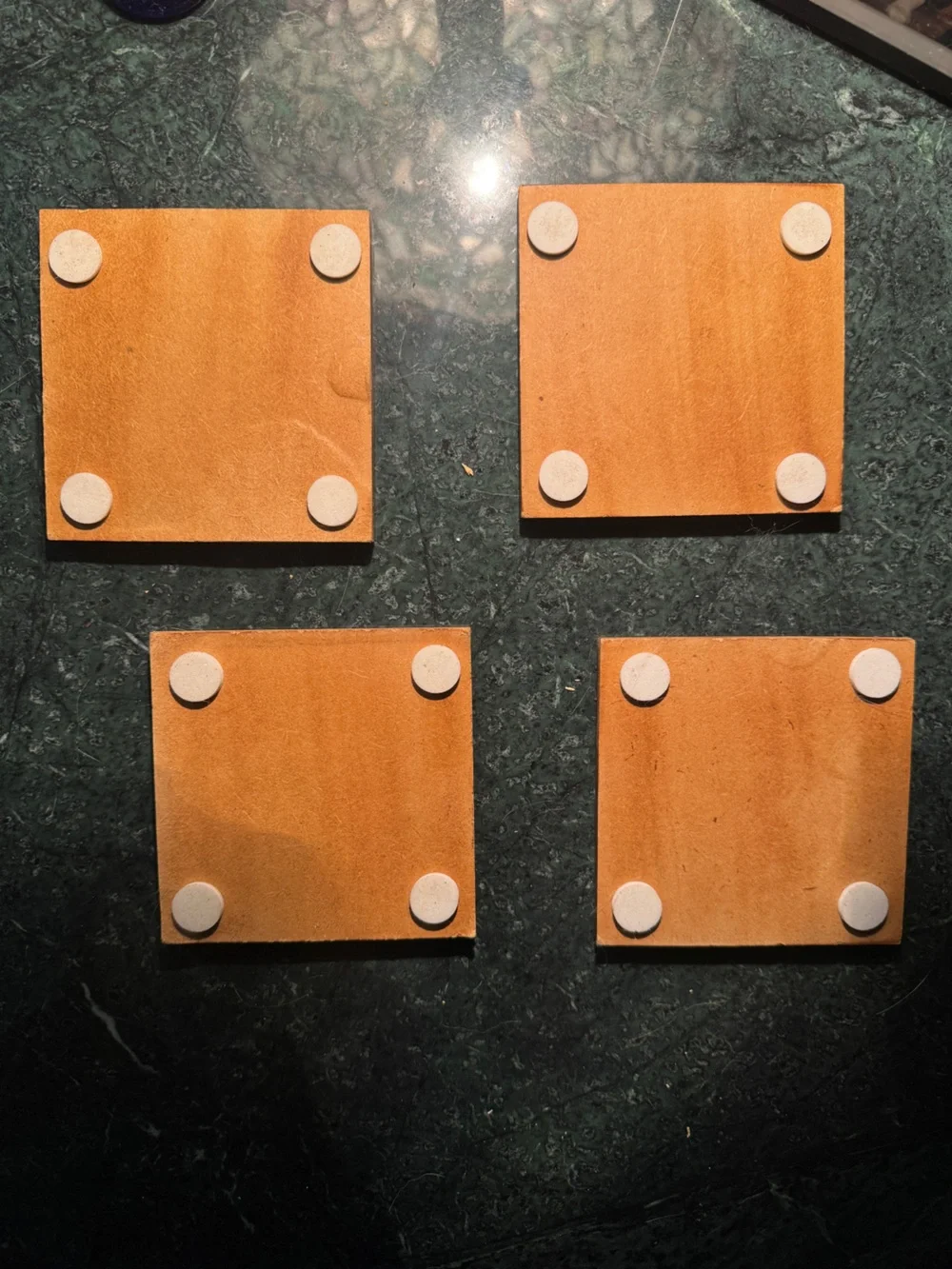 4pc west elm Square acrylic “Marbled Stone” Coaster Set Slip-Proof Beige